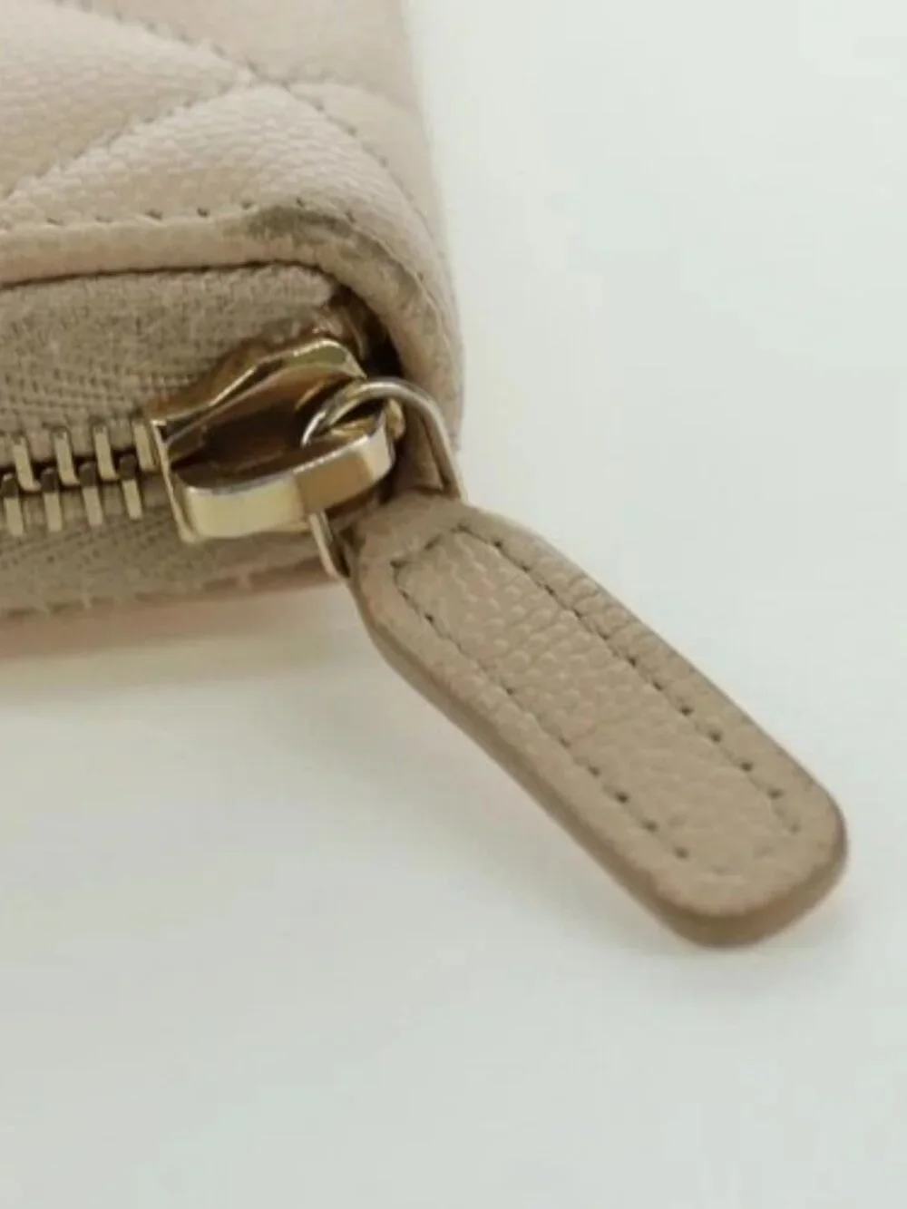CHANEL Long Wallet Lamb Skin Beige Gold CC Auth 167178SAM